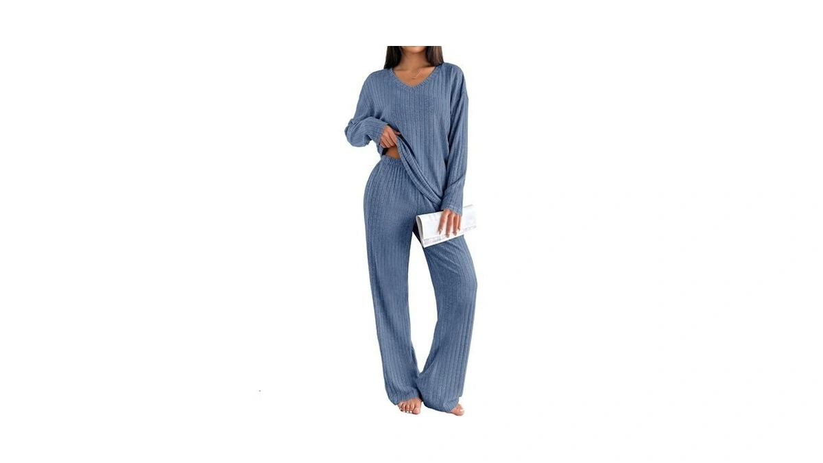 Ekouaer Lounge Sets For Women Long Sleeve Knit Pajama Sets