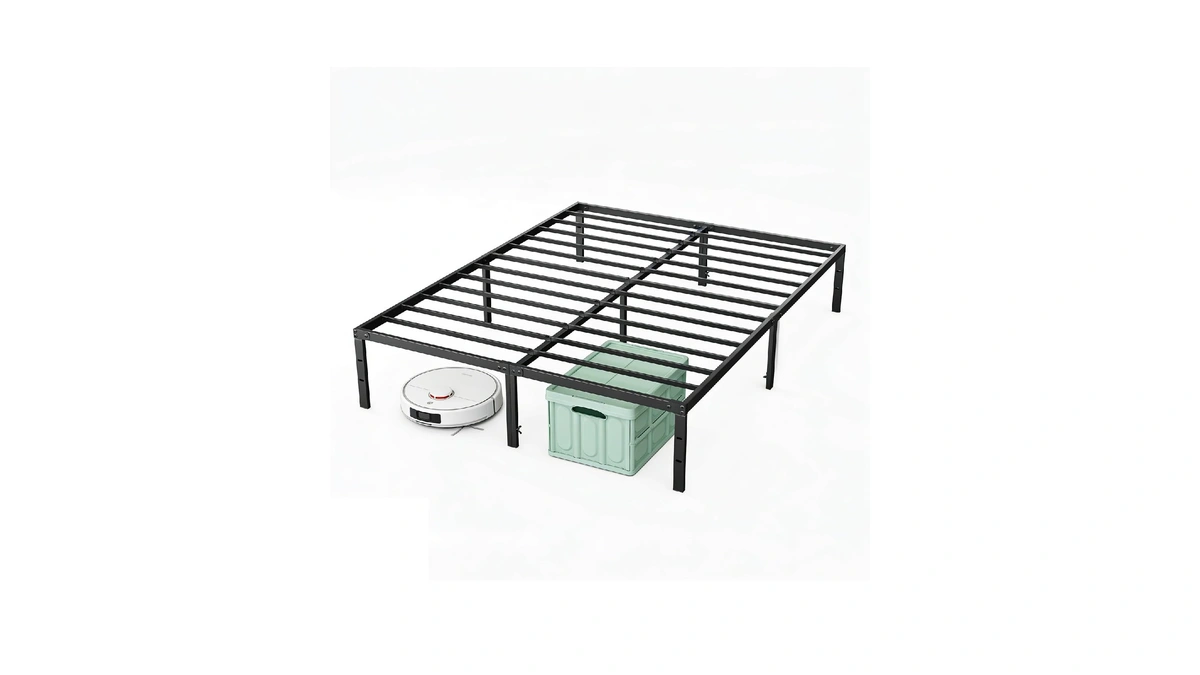 Sweetcrispy King Bed Frame, Metal Slats Platform Bed Frame, 12