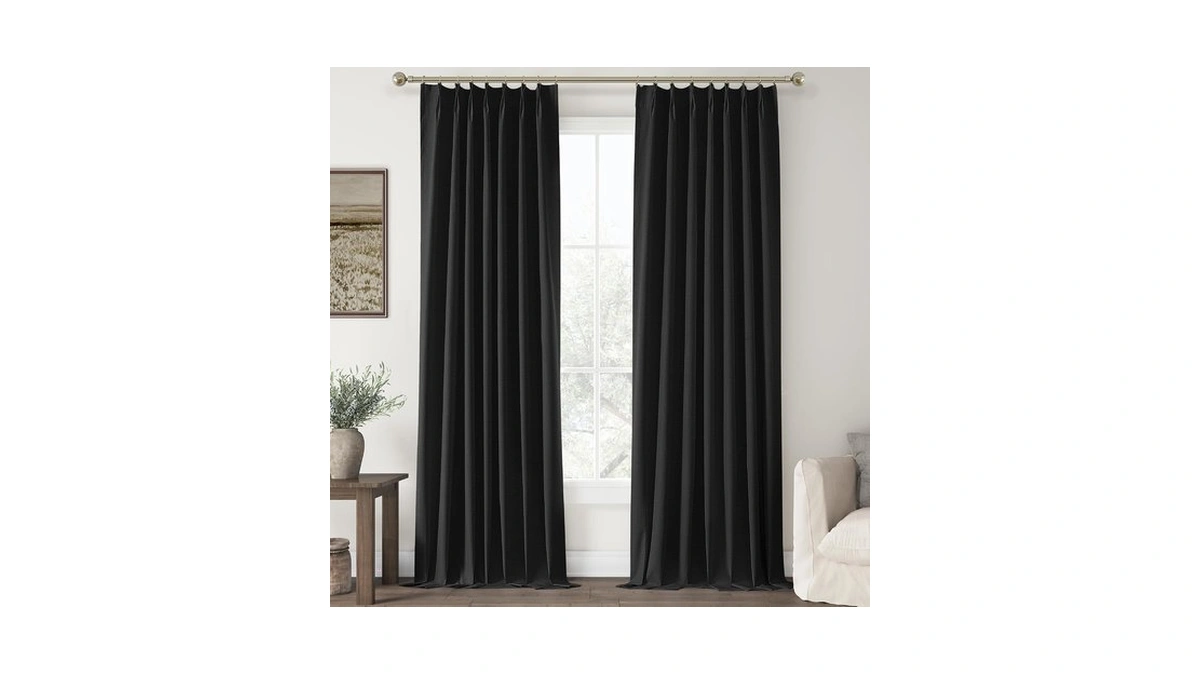 Chrisdowa Black Pinch Pleated Blackout Curtains 90 Inches Long 2