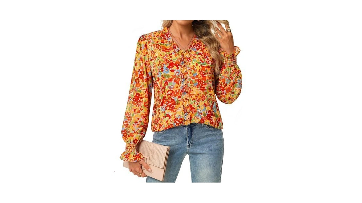 Grace Karin Womens Long Sleeve Boho Tops Ruffle Work Blouses