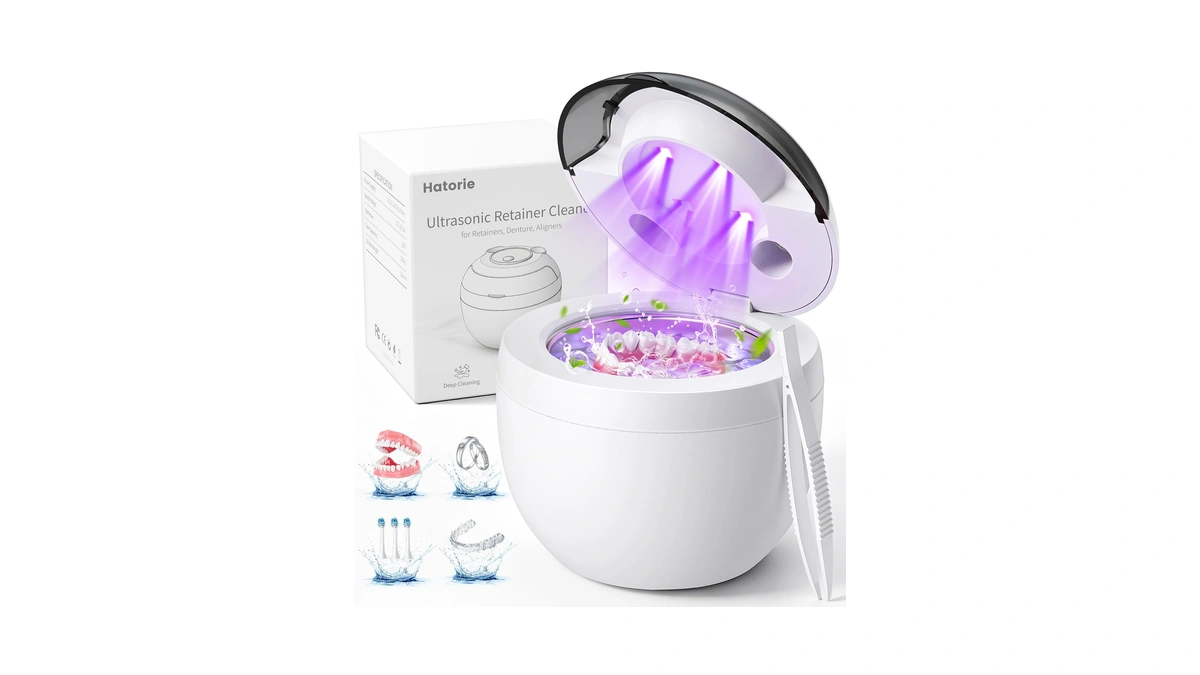 Ultrasonic Retainer Cleaner Machine, 45khz Deep Gentle Dental Cleaning Pod