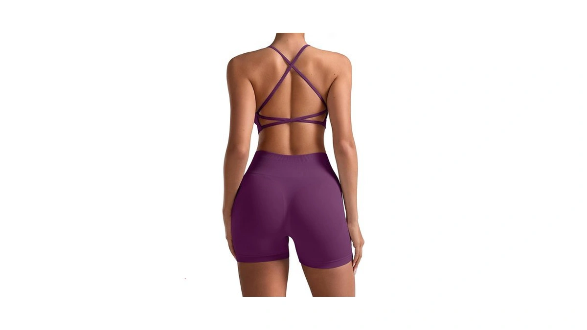 Tdiffun Women Workout Sets 2 Piece Seamless Strappy Sports Bra