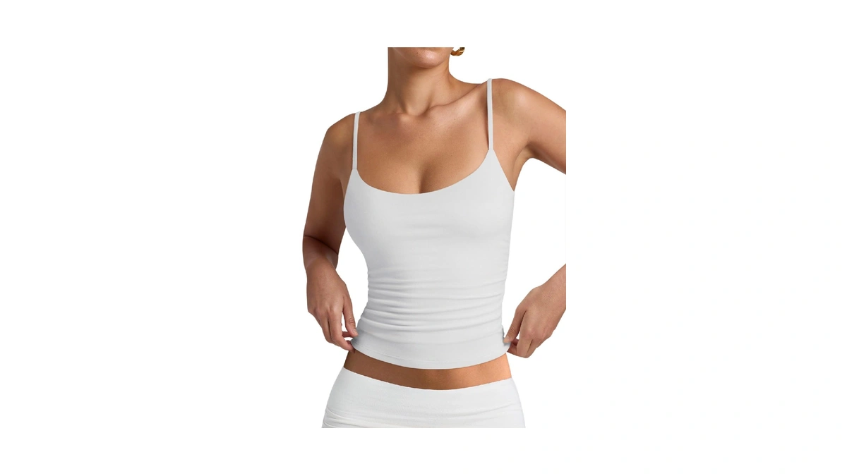 Pinkmstyle Womens Double Lined Spaghetti Strap Tank Top Scoop Neck