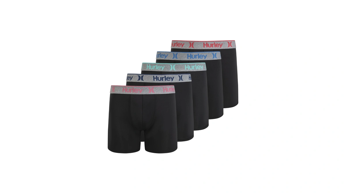 Hurley Men's 5 Pack Boxer Briefs, Black/bright, Small