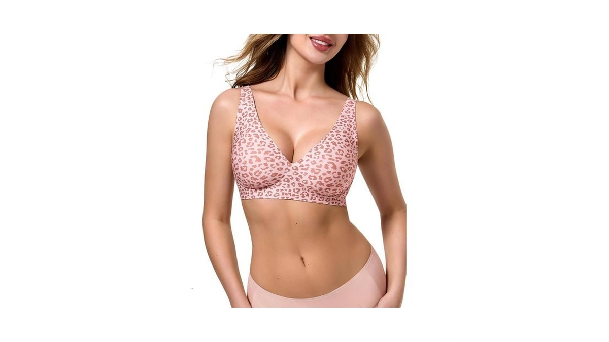 Euyzou Womens Wireless Jelly Bras Comfortable Deep V Supportive No