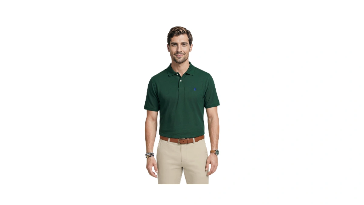 Izod Men's Advantage Performance Short Sleeve Polo Shirt, Sycamore, Large