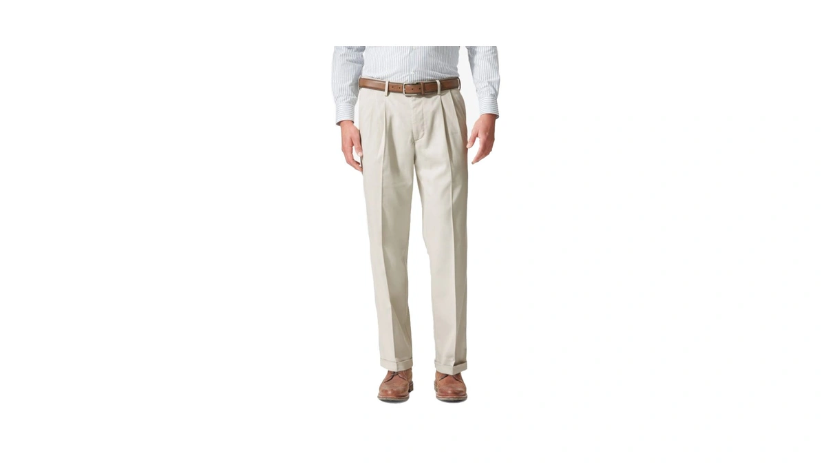 Dockers Men's Relaxed Fit Comfort Khaki Pants - Pleated, Porcelain