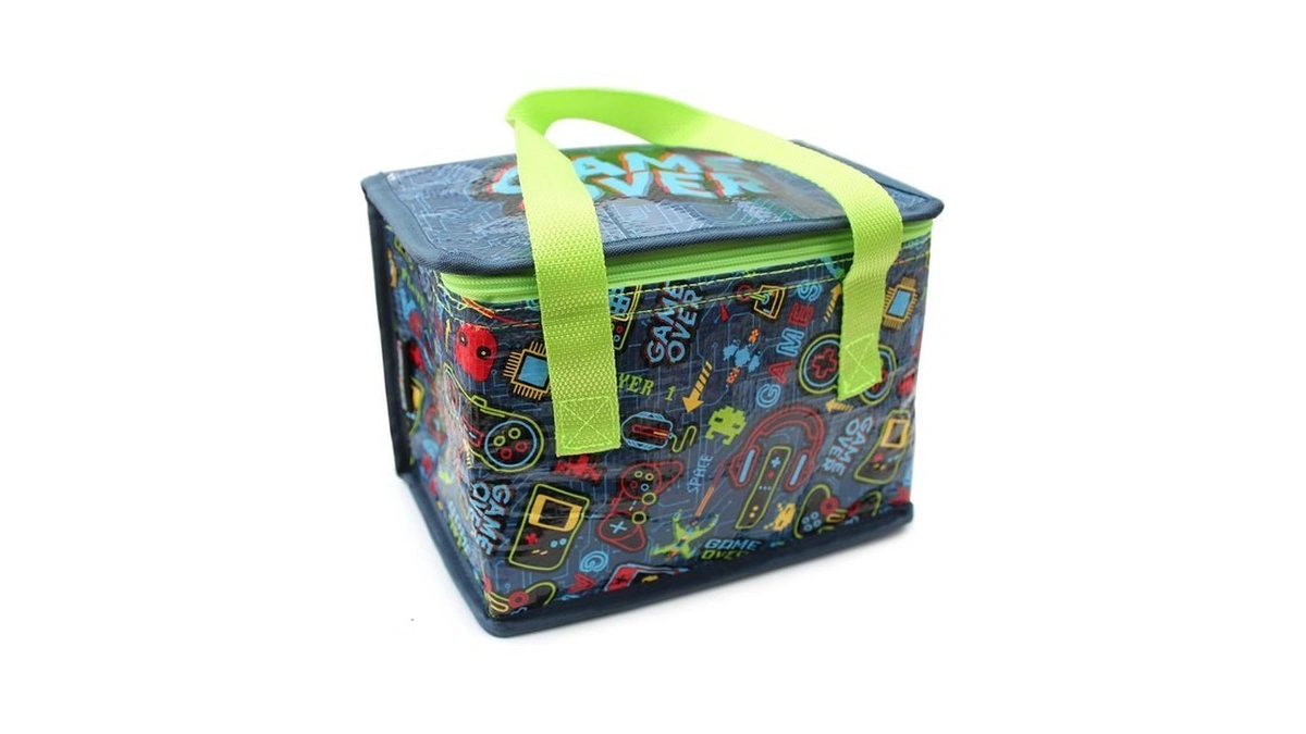 Fashion Stationery Insulated Lunch Bag For Kids, Game Over Design