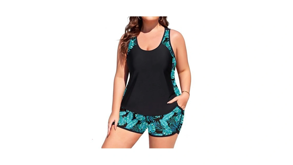 Nieyook Plus Size Tankini With Shorts Tummy Control Two Piece