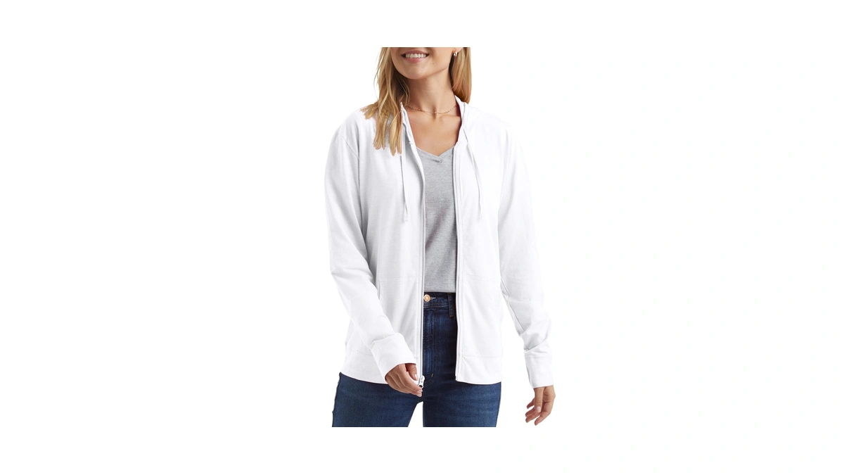 Hanes Womens Slub Knit Full-zip Hoodie Teture...