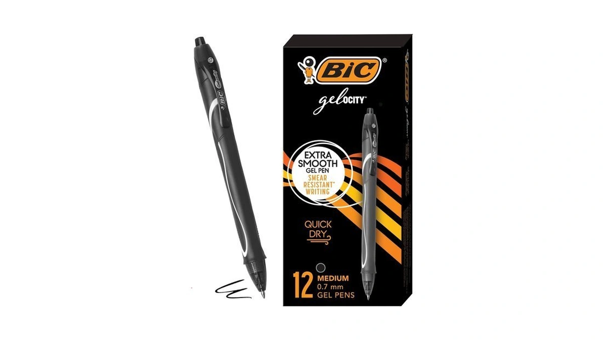 Bic Gelocity Quick Dry Black Gel Pens, Medium Point, 0.7