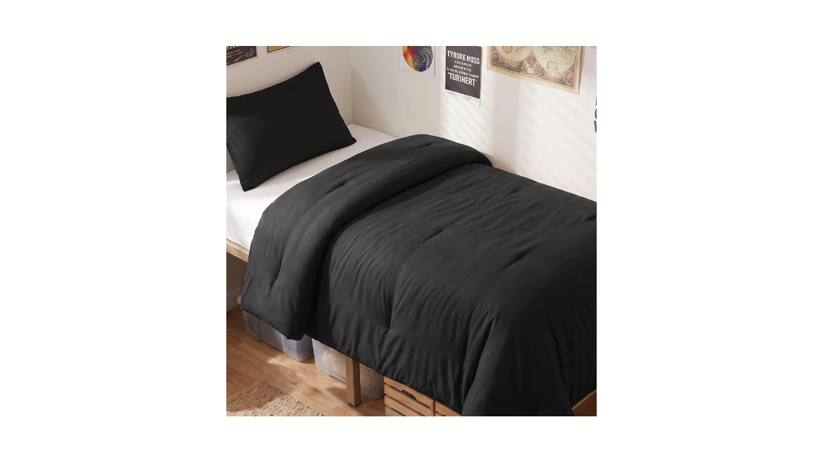 Cozylux Twin/twin Xl Comforter Set, 2-piece Down Alternative Bedding, Black