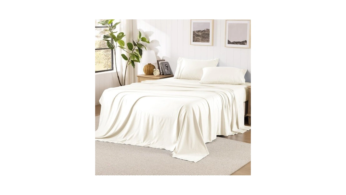 Rose&risy Beige Sheets Queen Sheet Set, Pre-washed Cotton-like Brushed Microfiber,