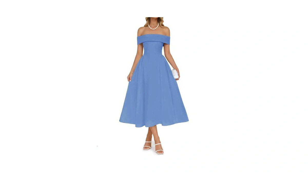 Wenrine Womens 2026 Summer Cocktail Dresses Off Shoulder Short Sleeve