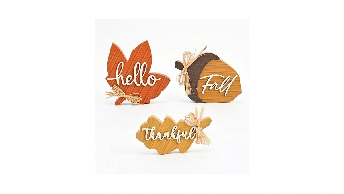 Valery Madelyn Fall Decorations For Home, 3pcs Wooden Fall Decor