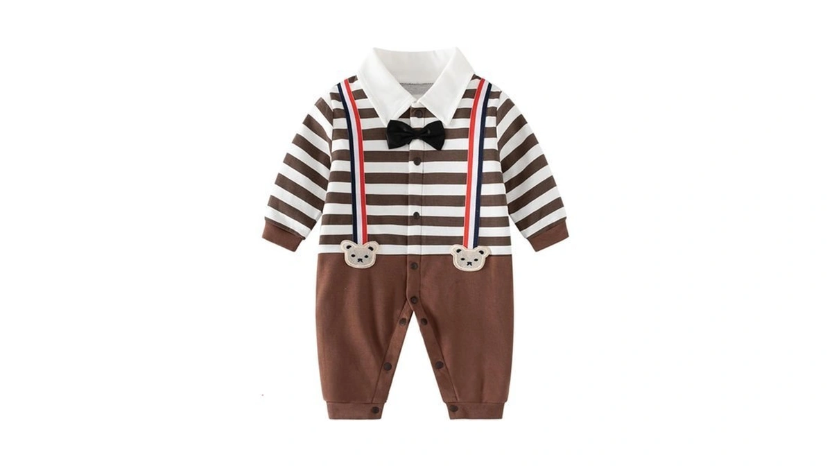 Pcekey Baby Boy Gentleman Romper Long Sleeve Cotton Bodysuit Bow