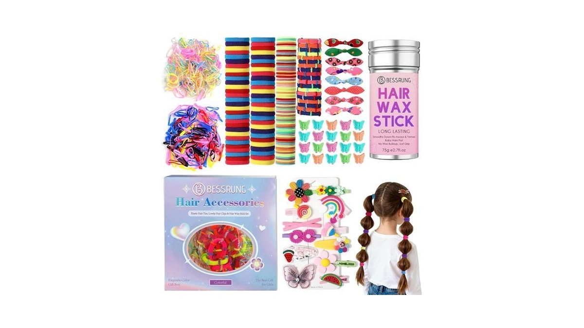 915 Pcs Girls Hair Accessories, Hair Wax Stick Hair Ties
