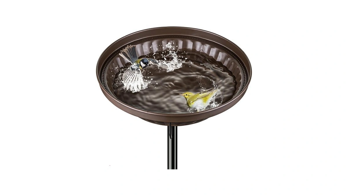 Iborn Freestanding Bird Bath For Outside, Metal Birdbath Bowl With