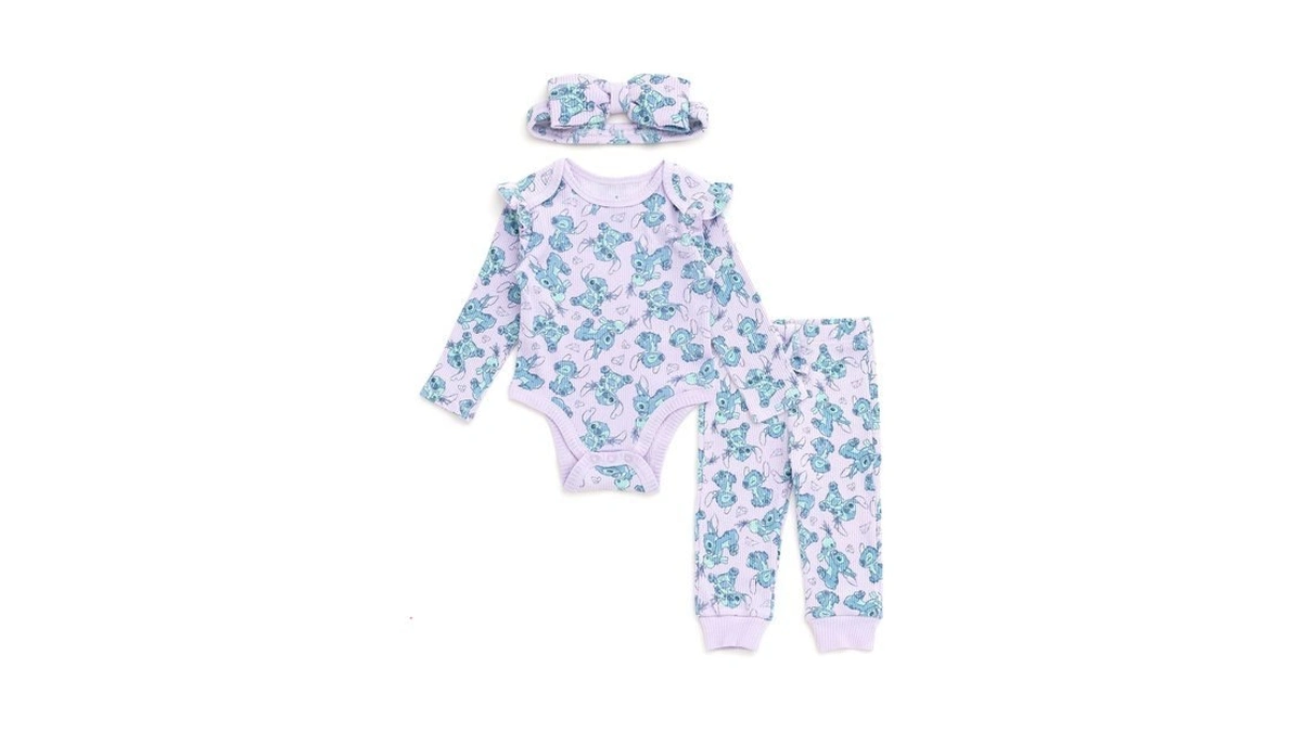 Disney Lilo & Stitch Infant Baby Girls Ribbed Bodysuit, Jogger