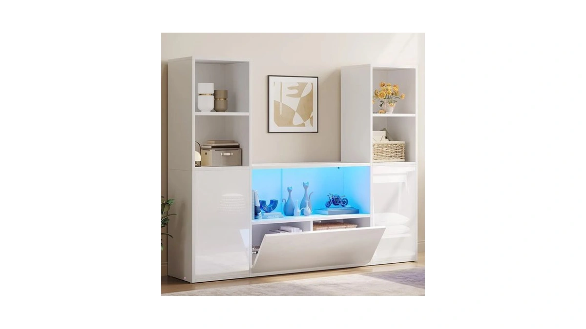 Yitahome Castle Bookcase With Storage & Adjustable Led Lights