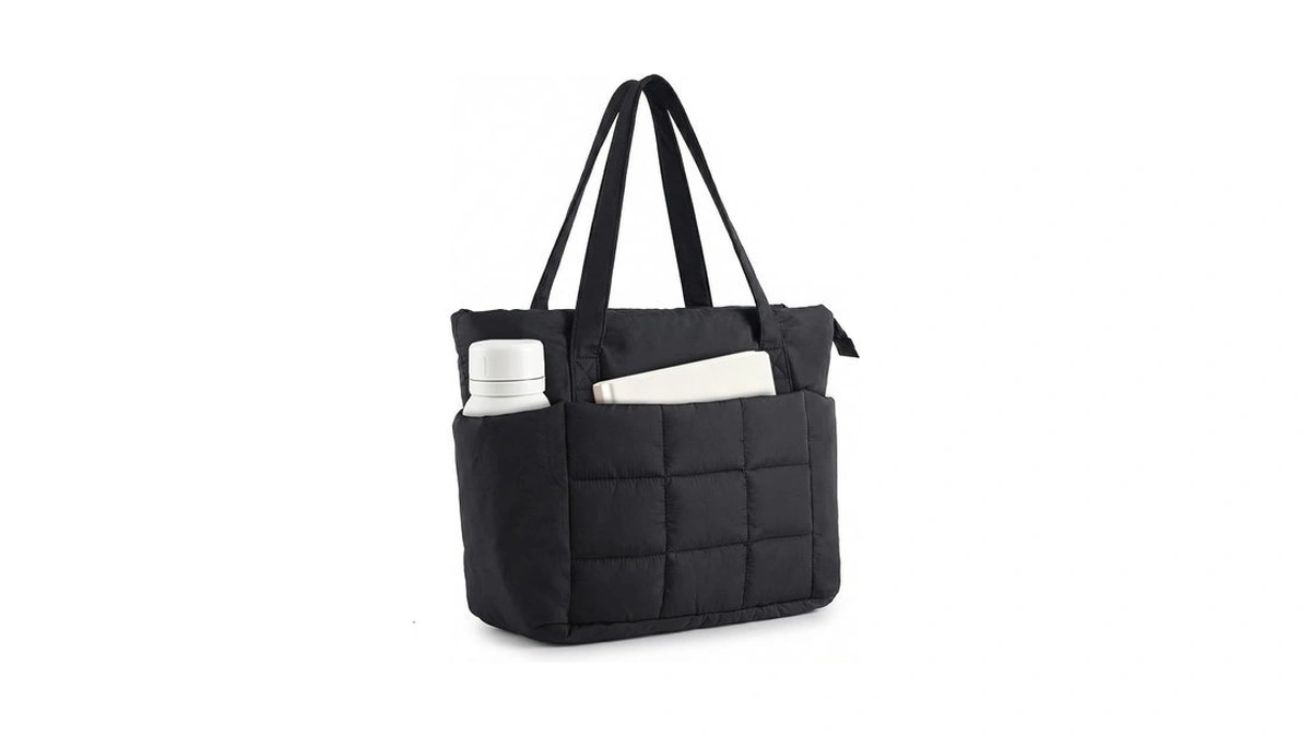 U+u Puffer Tote Bag For Women, Quilted Work Tote With