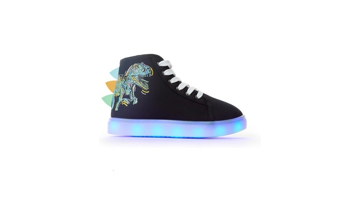 Fabkids Boys Light Up High Top Shoes Dinos Sneakers Black
