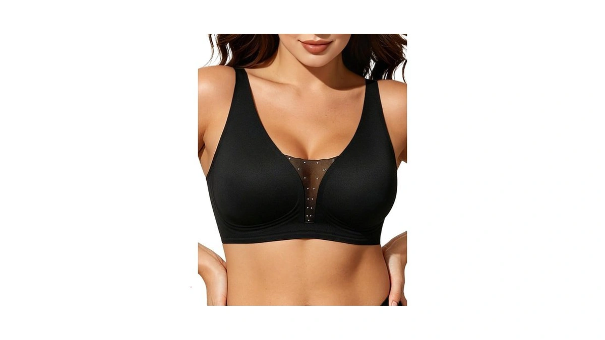 Realwill Jelly Bra With W-flocking Support, Wireless Plunge Seamless Bra