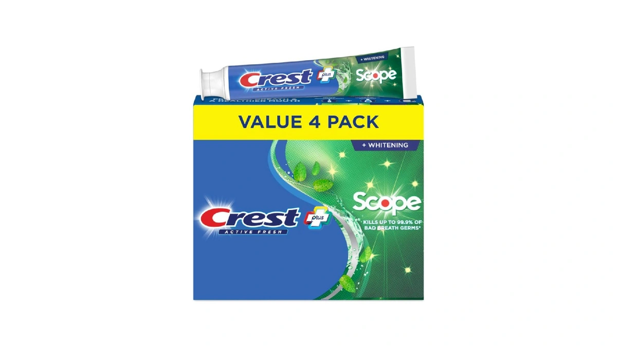 Crest + Scope, Active Fresh, Teeth Whitening Toothpaste For Adults,