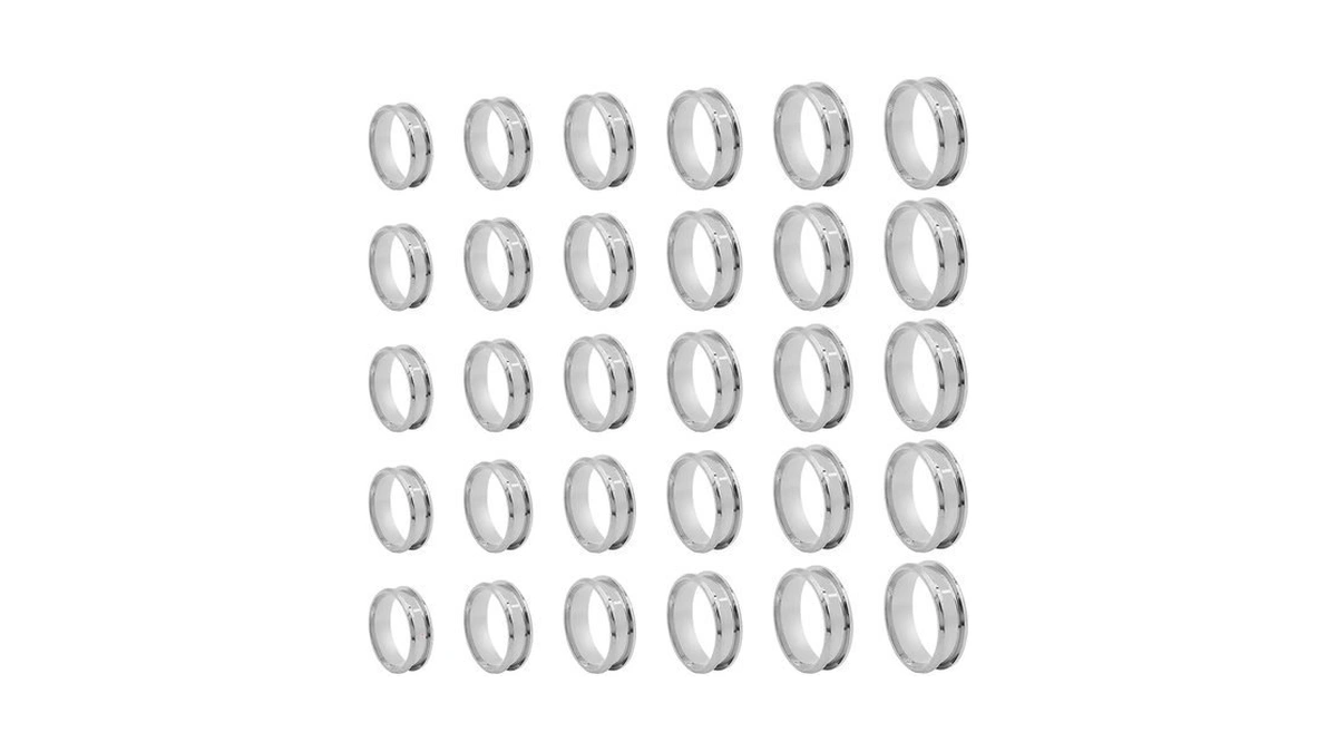 30pcs 6 Sizes Stainless Steel Blank Finger Ring 8mm Wide