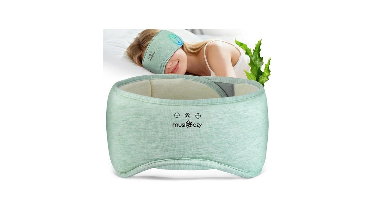 Musicozy Bluetooth 5.4 Sleep Mask Headphones, Seaweed Fiber Comfort Design
