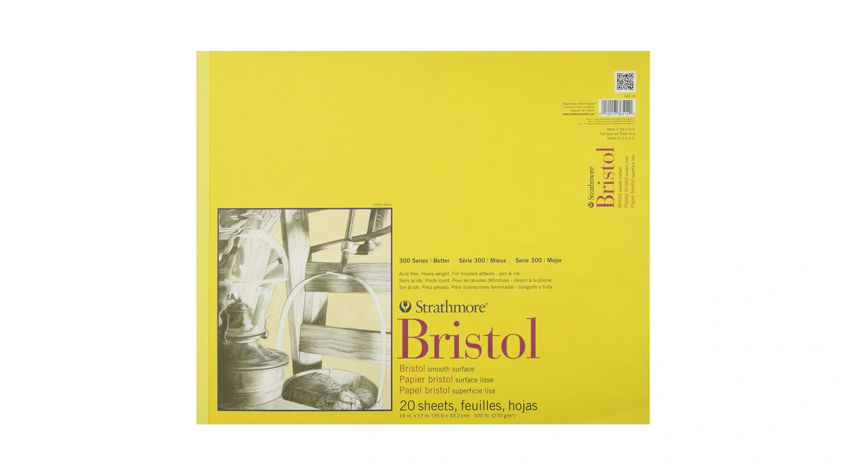Strathmore 300 Series Bristol Paper Pad, Smooth, Tape Bound, 14x17