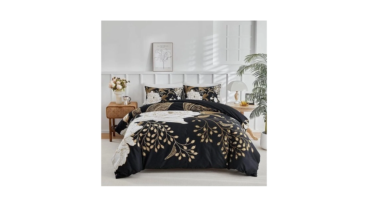 Mixinni Floral Comforter Set King Size,3 Pieces Botanical Bedding Comforter