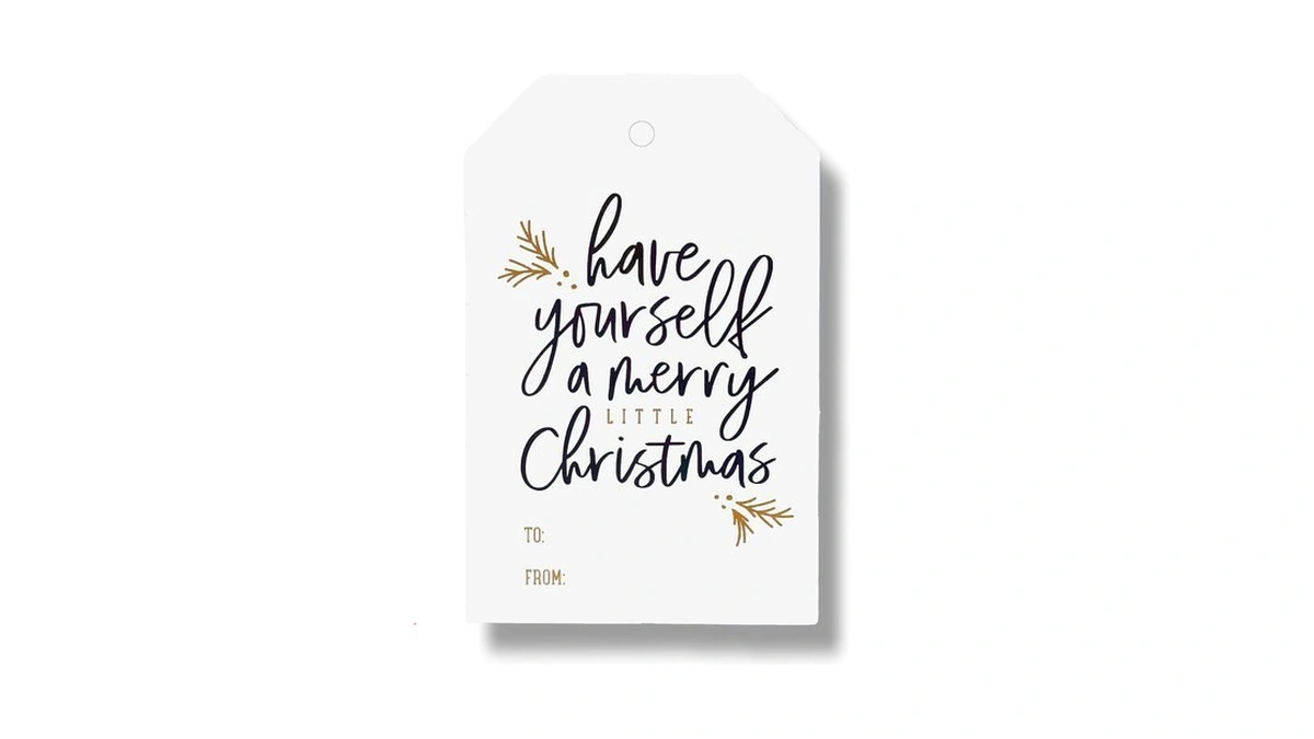 50 Pack Christmas Gift Tags With String Attached, Black And