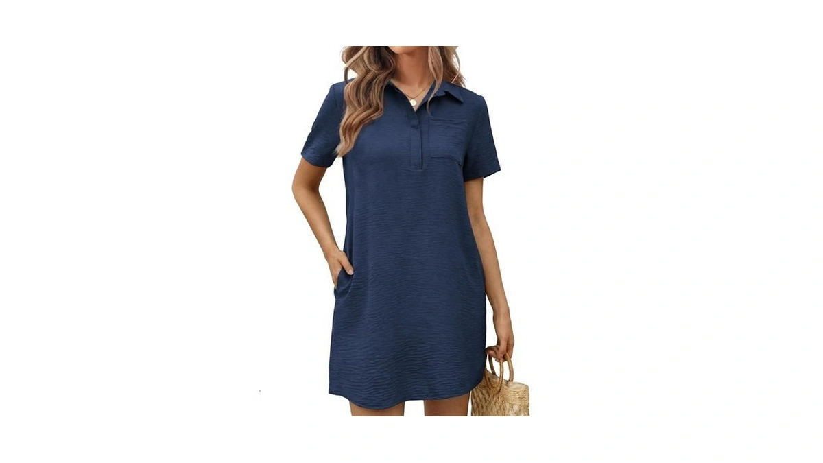 Chicyoo Casual Leisure T Shirt Dresses For Women V Neck