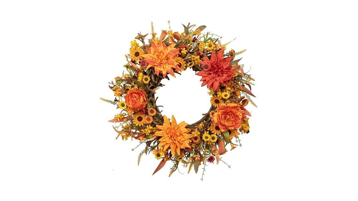 J'floru 22 Inch Artificial Fall Wreath Autumn Wreaths For Front