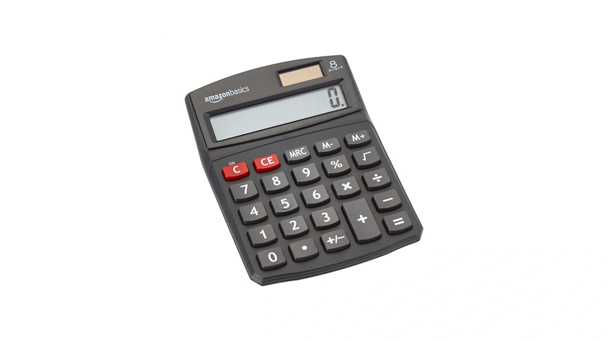 Amazon Basics Lcd 8-digit Desktop Calculator, Portable And Easy To