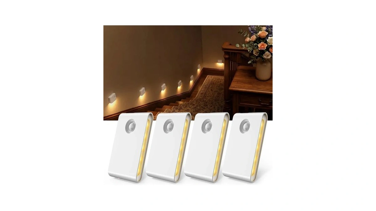 Ezvalo 4 Pack Motion Sensor Night Lights Indoor, Rechargeable 1500mah