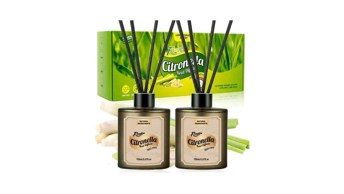 Strn Citronella Reed Diffuser Set, Lemongrass Scent Diffuser 300ml Summer
