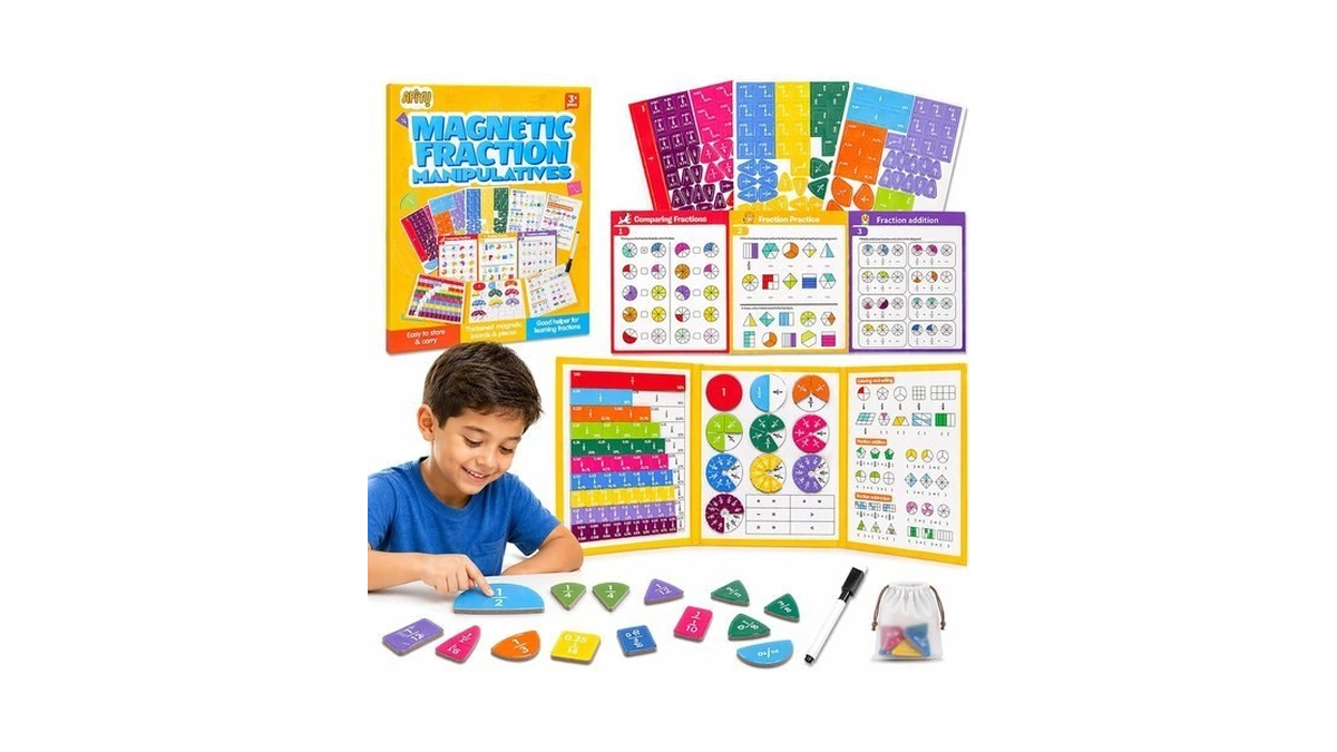 Magnetic Fraction Book, Montessori Fraction Math Manipulatives For Kids