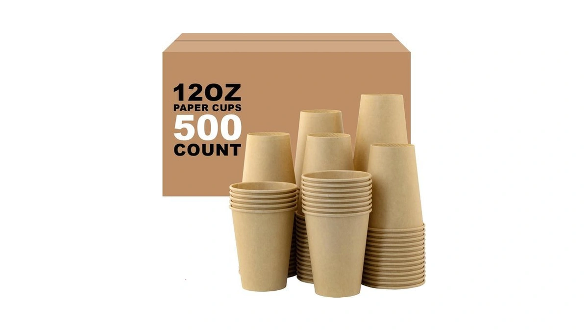 Coolcap 12 Oz 500 Pack Disposable Coffee Cups, Bulk Brown