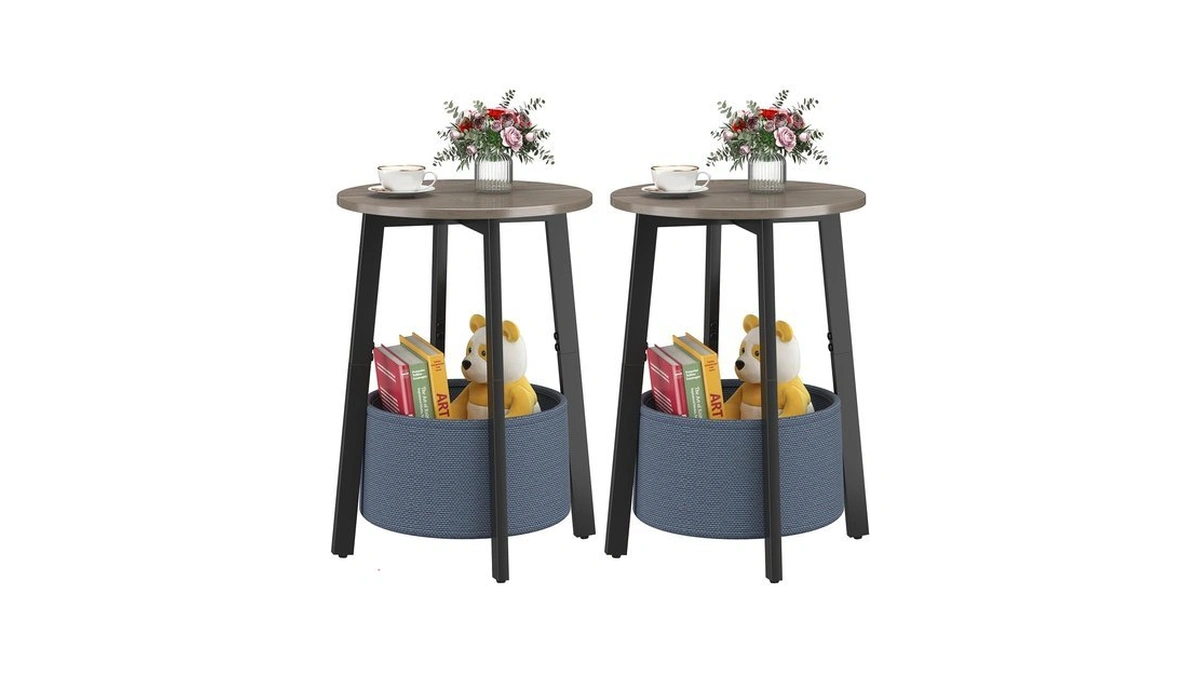 Sthmec Small Round Side End Table Set Of 2 With