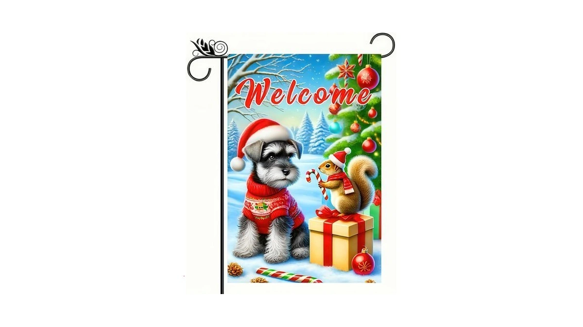 Blissyard Christmas Schnauzer Garden Flag 12x18 Inch Double Sided Welcome