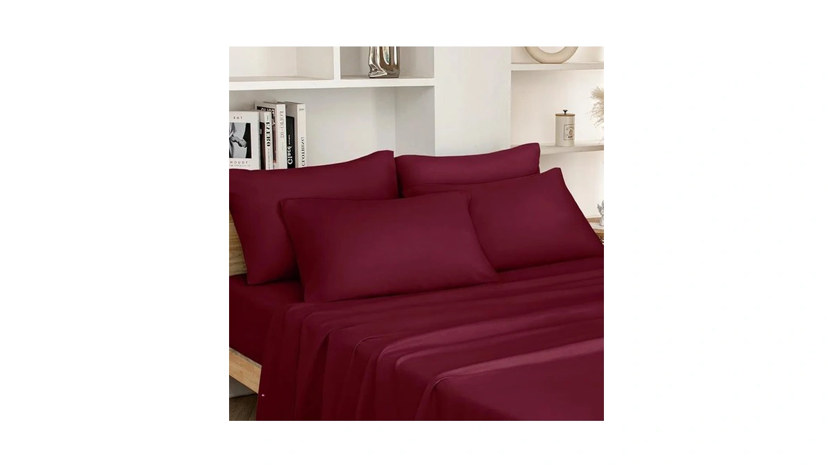 Homeideas Full Size Bed Sheets - 6 Piece Set (burgundy)