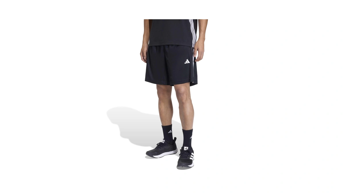 Adidas Men's Essentials 3-stripes Workout Base Pique 9-inch Shorts, Black/white,