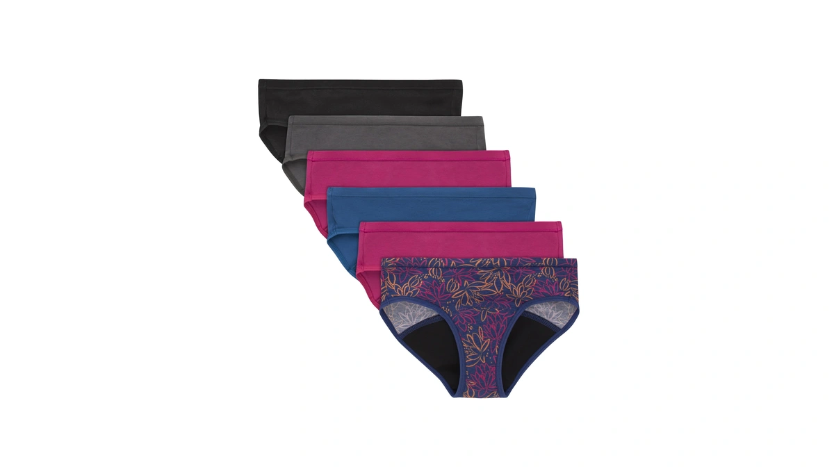 Hanes Girls' Hipster Period Underwear, Comfort, Period. Panties, Moderate Protection,