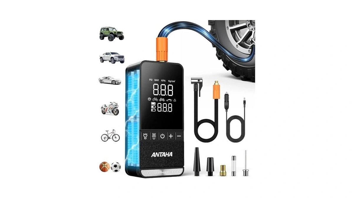 Amazon code: Antaha Tire Inflator Portable Air Compre