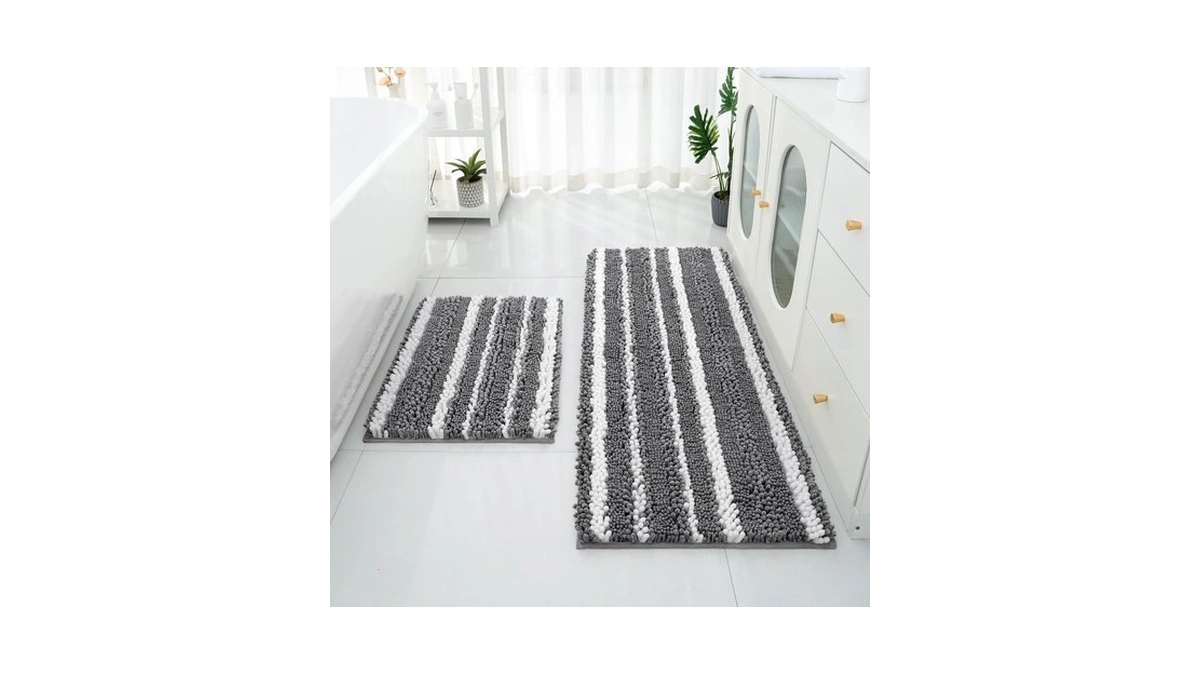 Homeideas Chenille Bathroom Rugs Sets 2 Piece, Cationic Dyed, Extra