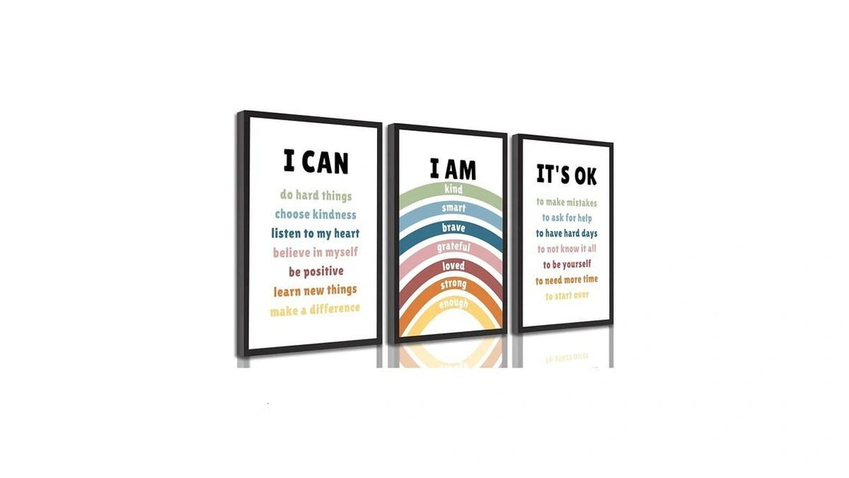 3pcs Kids Affirmations Canvas Wall Art Rainbow Nursery Positive Affirmations