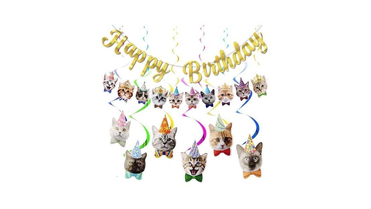 Amazon code: Laorei Cat Themed Banner Birthday Decora