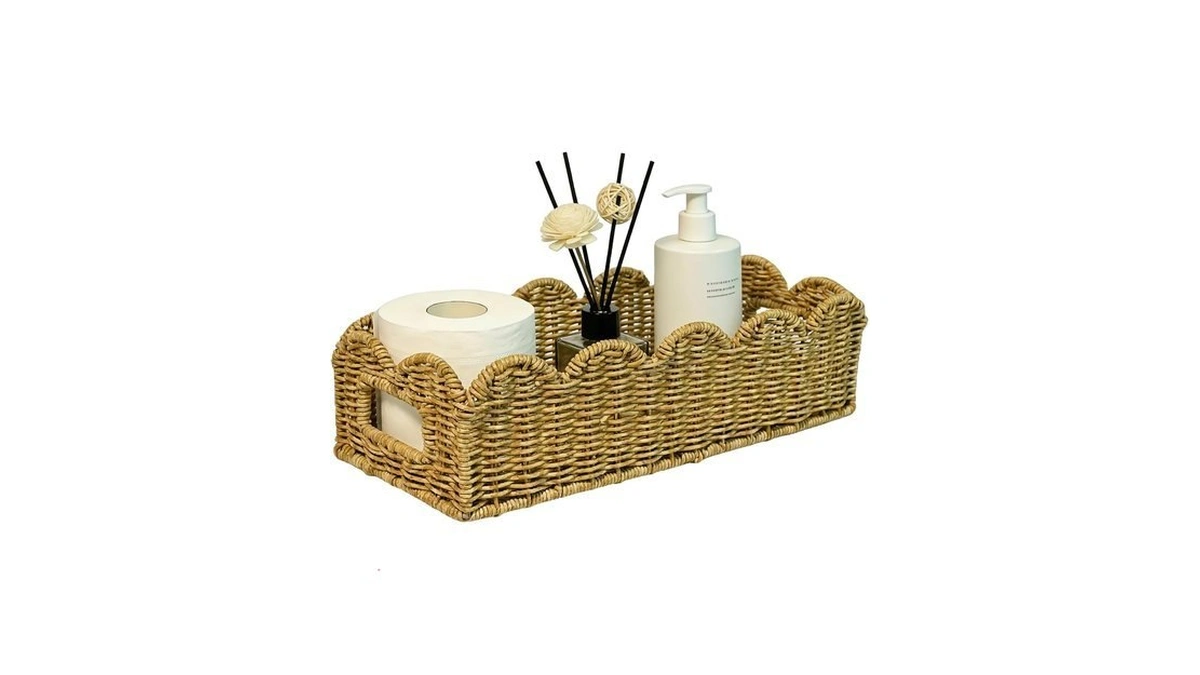 Msjga Toilet Paper Storage Organizer Basket, Scalloped Decorative Baskets For